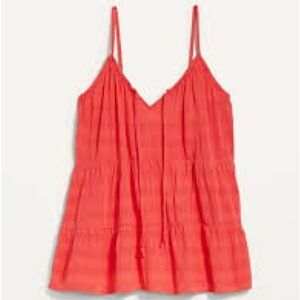 Old Navy Coral Red Tiered Spaghetti-Strap Camisole